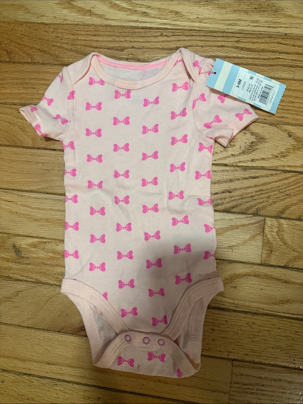 Cat & Jack Pink Bow Print One-Piece Bodysuit